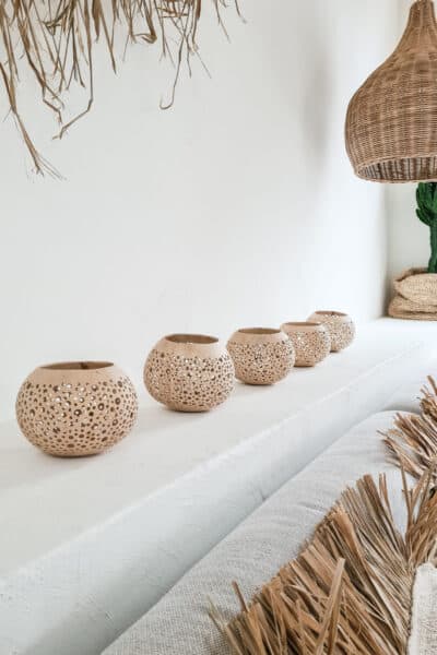 Kokos windlicht licht model 1, gaatjes