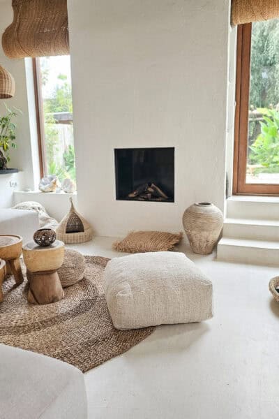 Linnen poef ecru 60 x 60cm