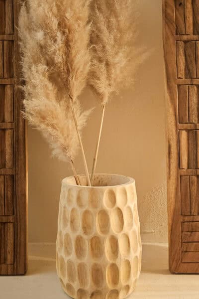 Houten vaas buts H 25 cm