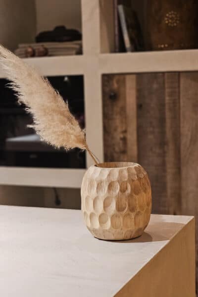 Houten vaas buts H 20 cm