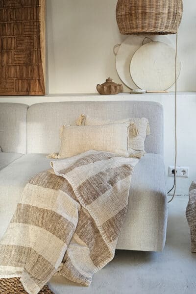 Linnen plaid bruin - ecru gestreept