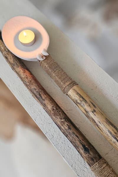 Boho houten witte lepel