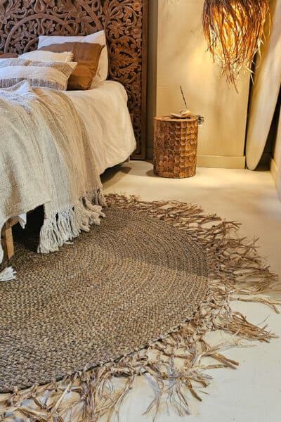 Zeegras vloerkleed met macramé franjes 180cm, ALLEEN AFHALING