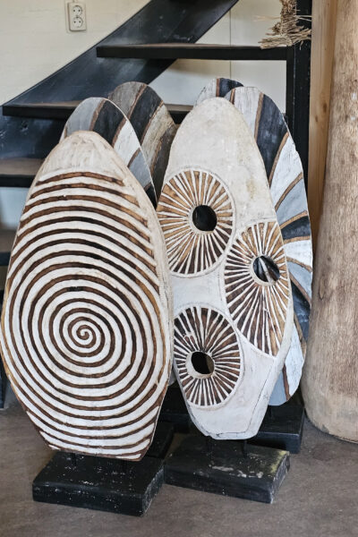 Houten schild Banyu spiraal