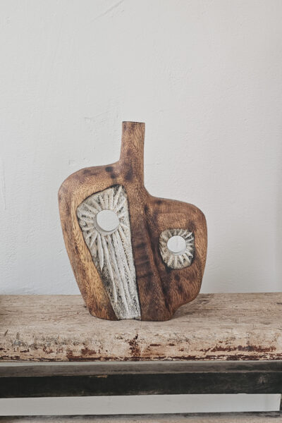 Houten vaas grafisch organic klein